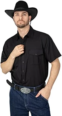 coevals club mens western cowboy pearl snap work casual solid button up short sleeve shirt l black