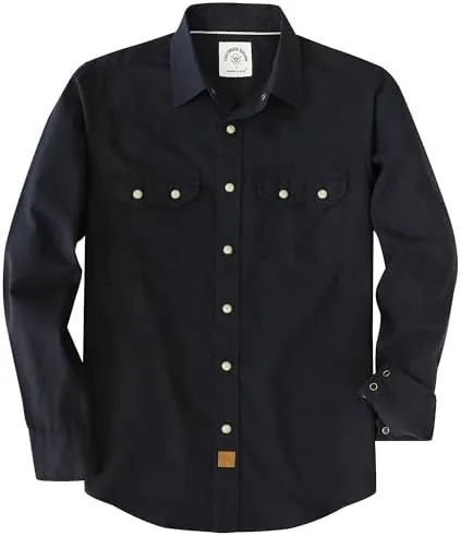 dubinik pearl snap shirts for men long sleeve lightweight casual western plaid cowboy cotton vintage work shirt black